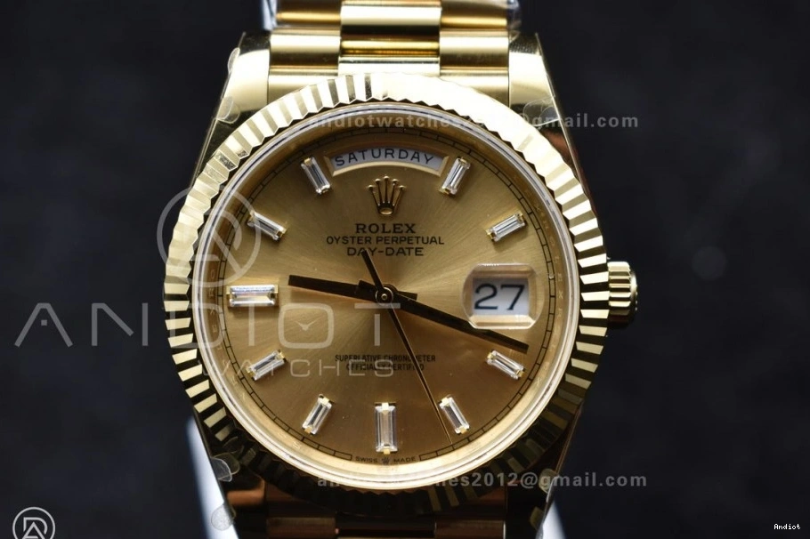 DayDate Bracelet 904L Gain President Steel GMF 40 YG Diamond Gold Markers A3255 Dial Weight V2 On 0111